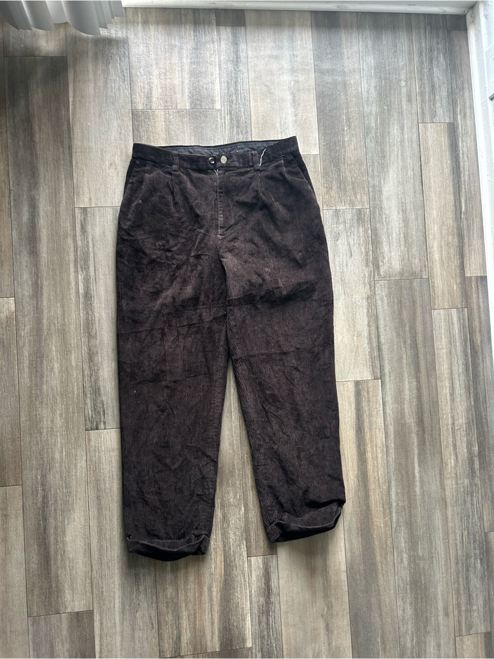 Nautica Dark Brown Corduroy Straight-Leg Pants